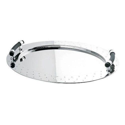 Alessi - Mg09 - Plateau Ovale En Acier Brillant Avec Poignées En Pa - Noir Import Allemagne