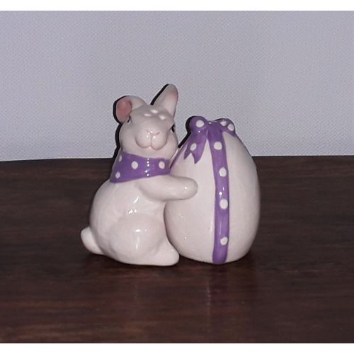 Salière Et Poivrier Lapin Et Oeuf Accouplés En Céramique