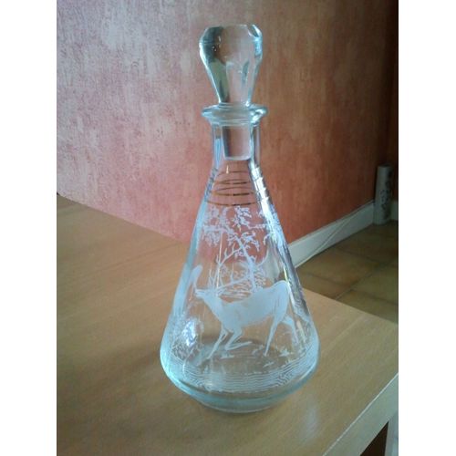 Carafe Verre Gravure Cerf Biche