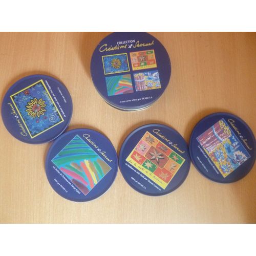 Lot De 4 Sous Verres Dessous Liège Et Sa Boîte De Rangement