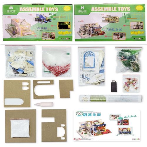 Kit De Bricolage En Bois Miniature Led Maison De Poupée, Meubles De Construction Artisanaux, Chambre, Cadeau De Noël