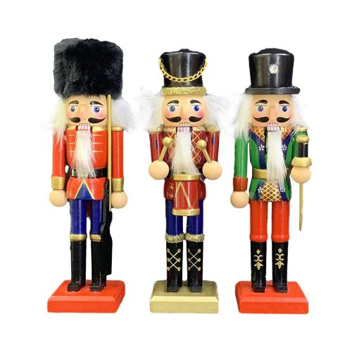 Figurines De Soldat Casse-Noisette En Bois De 20cm, 3 Pièces, Peint À La Main, Rétro, Poupées De Noël, Ornements De Marionnettes, Cadeaux Pour Enfants