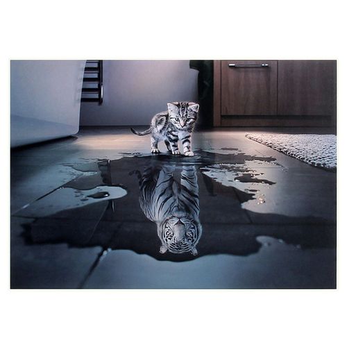 Puzzle Chat Et Tigre Réfléchissant, 1000 Pièces, Puzzle Animaux En Bois Pour Adultes, Bricolage, Jouet De Décompression Éducatif