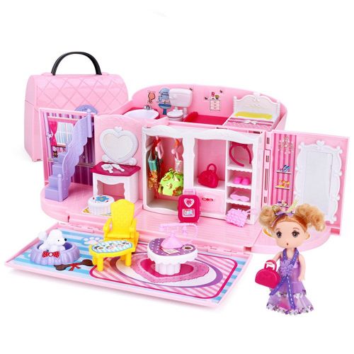 Maison De Poupée De Princesse À Monter Soi-Même, Coffret Cadeau, Château, Ensemble De Meubles, Sac Fourre-Tout De Rêve Pour Enfants, Jouets Pour Filles