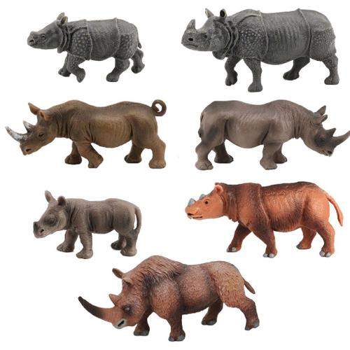 Figurines D'Animaux Miniatures Et Réalistes, Jouets Éducatifs Pour Enfants, Modèles De Rhinocéros