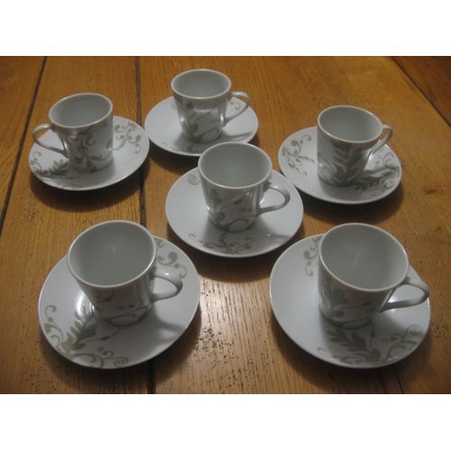Service À Café Porcelaine Fine 6 Tasses + 6 Soucoupes