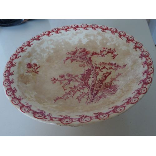 Plat Sur Pied Porcelaine Opaque De Gien Rose  1880/1910