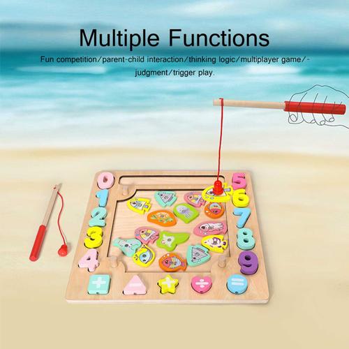 et la mathématique Jeux éducatifs Montessori Jeu de pêche magnétique en bois pour apprendre les couleurs 