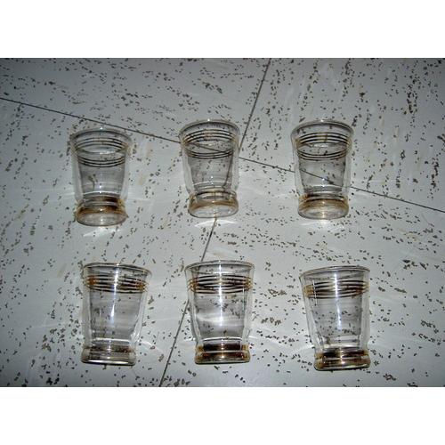 Lot De 6 Petits Verres À Liqueur Dorés 7 X 5 Cm