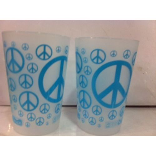 Lot De 3 Verres Plastique 25cl Serigraphié De S2 Cotés Peace And Love