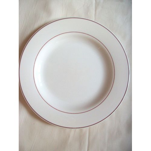 Lot De 4 Assiettes Plates Arcoroc Opale Liseré Bordeaux
