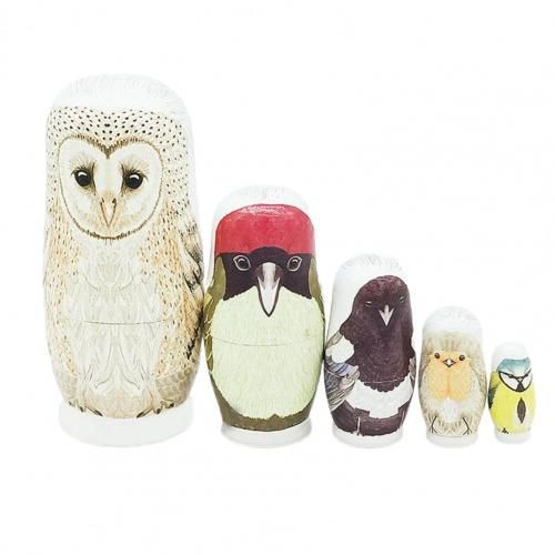 Poupées À Emboîter Créatives, 5 Pièces/Ensemble, Décoration De Maison En Bois, Hibou Matryoshka, Dessin Animé, À Cinq Couches, Pour Café