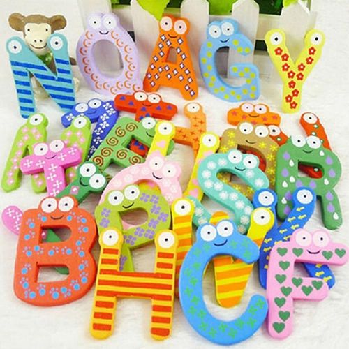 Aimant De Réfrigérateur En Bois 26 Alphabet Intelligence Enfants, Autocollant Magnétique De Salle De Classe Bureau, Jouets De Tableau Blanc