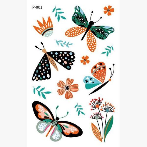 Faux Tatouage Temporaire Pour Enfants, Cadeau D'Anniversaire, Mignon, Dessin Animé, Visage Papillon, Art Corporel, Autocollant, Peinture Imperméable Sur Les Bras Et Les Jambes