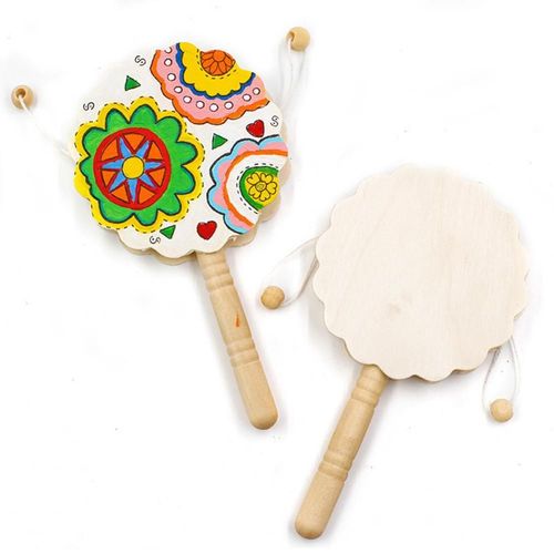 Jouet En Bois Non Peint Pour Bébé, Hochet, Tambour À Granulés, Peinture, Artisanat, Musical, Éducatif, Nouveau