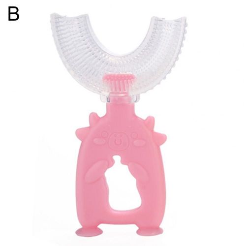 U Forme Enfants Brosse À Dents De Conception De Vache En Silicone De Couleur Vive Nouveau-Né Brosse À Dents Pour La Maison