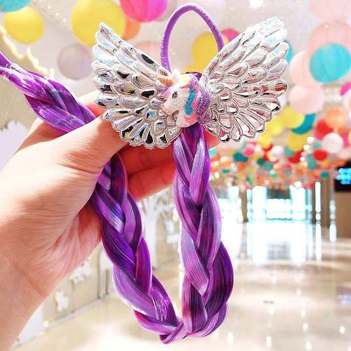 Perruques Pour Filles, Tresses De Licorne Torsadées, Coiffure De Princesse, Bandeau Élastique En Caoutchouc, Cadeaux Pour Enfants