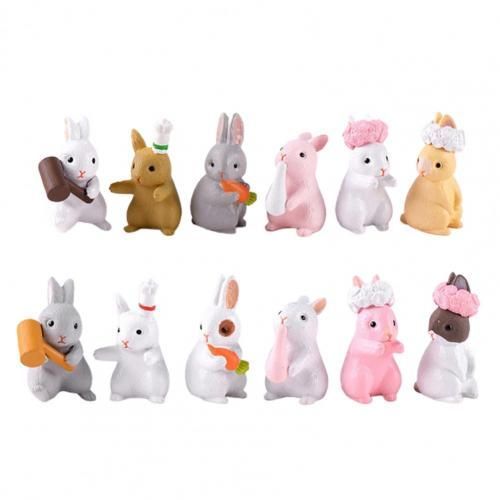 Statue De Lapin Artisanal, 12 Pièces, Beaux Ornements De Jardin En Plein Air Réalistes Pour Cour