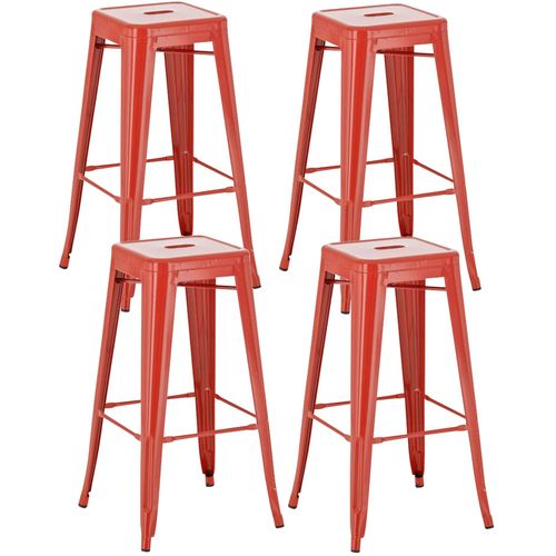 Lot De 4 Tabourets De Bar Style Industriel Avec Repose-Pieds En Métal Rouge Tdb10288
