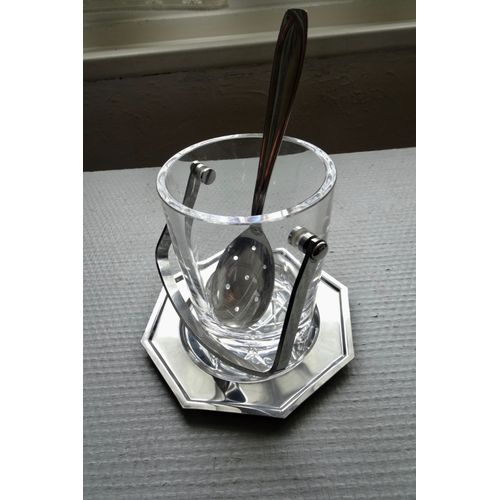 Seau À Glaçons En Cristal De Sèvres, Avec Son Plateau Et Sa Cuiller