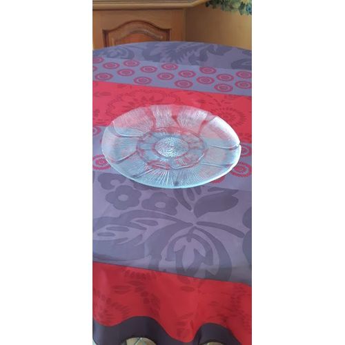 Plat Rond , Diam .33 , Transparent Avec Motif Intérieur .