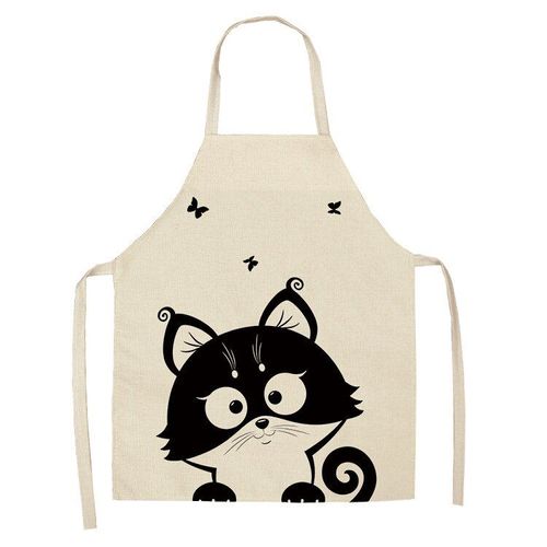 Tabliers De Cuisine Imprimés Chat Mignon, Pour Enfants, Femmes, Hommes, Cuisson, Sans Manches, En Coton Et Lin, Parent-Enfant