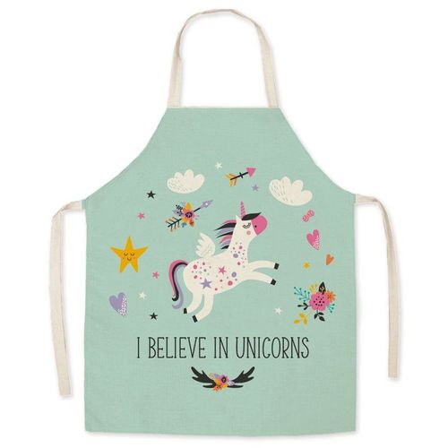 Tabliers De Cuisine Personnalisés Pour Enfants Et Femmes, Motif Licorne, En Coton Et Lin Résistant À L'Huile, Anti-Salissure, Pour Chef Cuisinier