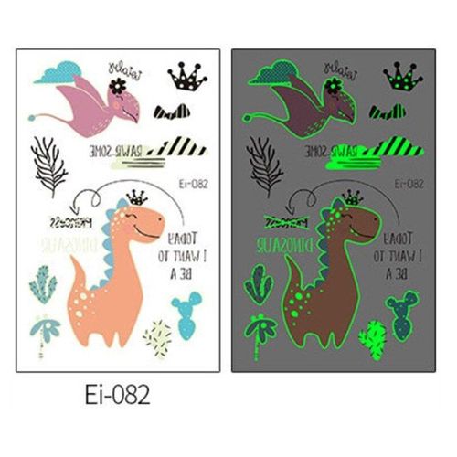 Autocollants De Tatouage De Dinosaure Lumineux Pour Enfants, Dessin Animé Amusant Et Scintillant, Autocollants Temporaires Sur Le Visage, Les Bras Et Les Jambes Pour Enfants, Art Corporel, Décoration,