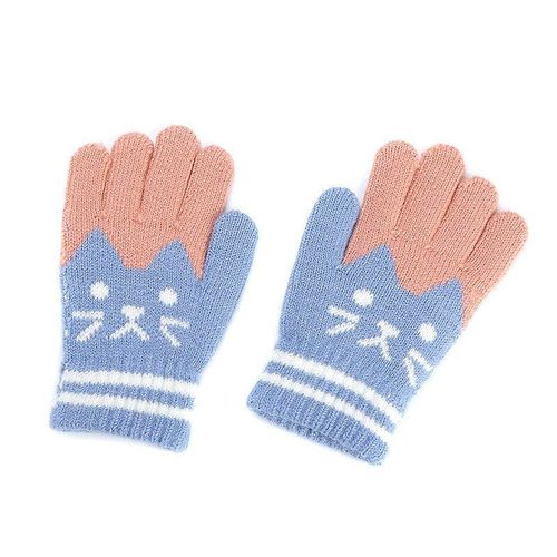Mitaines Tricotées En Velours Chaud Pour Bébé Fille Et Garçon, Gants Chauds, Épais Et Élastiques, Mignons, Dessin Animé De Chat, Pour L'Extérieur, Pour Enfant En Bas Âge