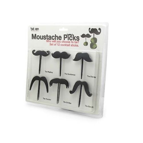 12 Piques À Cocktail "Moustaches"