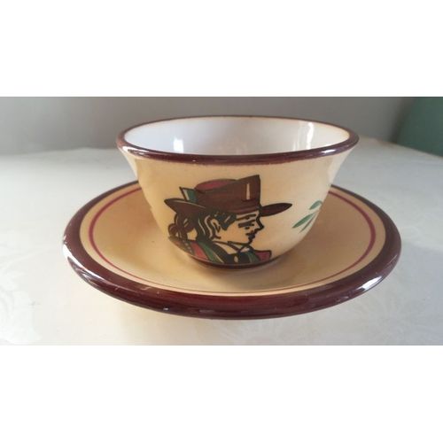 Tasse Et Sous-Tasse Décor Costume Traditionnel  Homme Bretagne - Keraluc Quimper - Réf. 100