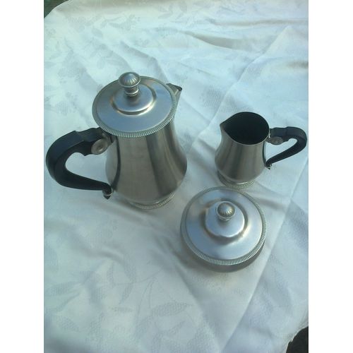 Cafetière. Pot À Lait. Sucrier. Letang Remy Inox 18/10