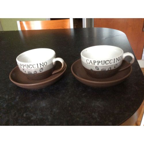 2 Grosses Tasses Cappuccino Épaisses Grès
