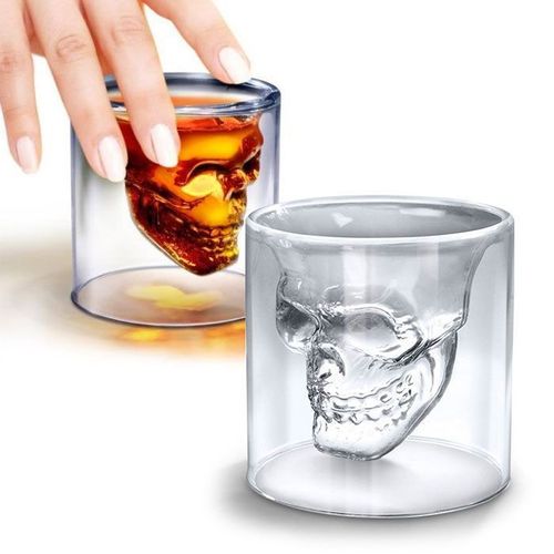 Lot De 3 Verres Tête De Mort - Shooter Crâne Pour Whisky Vodka Etc