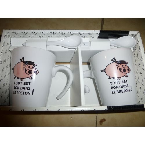 Coffret 2 Mugs Entrelacés + 2  Cuillères