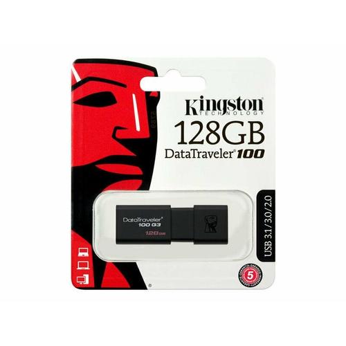 Clé USB Kingston DataTraveler 100 G3 / USB 3.0 / 128 Go / Garantie 5 ans / Noir