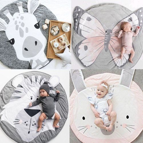 Tapis De Jouets De Chambre Avec Motif Animaux En Bande Dessinée Pour Bébé, Couverture Ronde Pour Jour, Accessoires De Décor Photo Pour Enfant En Bas Âge, Jouer Et Ramper,