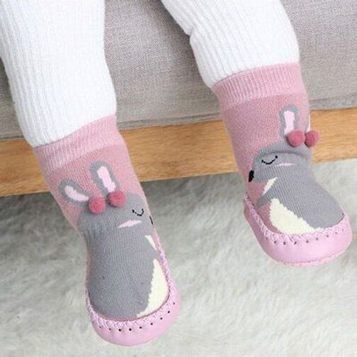 Chaussettes D'Intérieur Épaisses En Coton Éponge Pour Nouveau-Né,Semelle En Caoutchouc, Motif Animaux Amusants, Bébé Fille,
