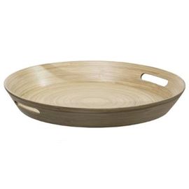 Plateau En Bambou Laqué Rond "Bicolore" 42cm Naturel