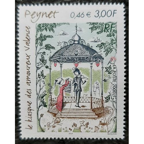 Timbre N° 3359 - Raymond Peynet - Le Kiosque Des Amoureux - Valence - 2000