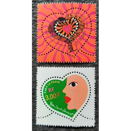 Timbres N° 3295-3296 - Saint Valentin - Coeurs Yves Saint Laurent - 2000