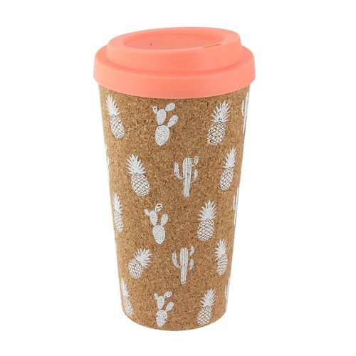 Mug De Transport En Liège Exotic - 450 Ml - Rose Saumon