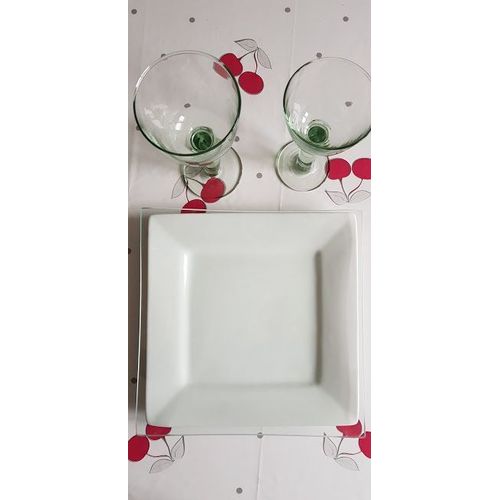 6 Assiettes Carrées Blanches