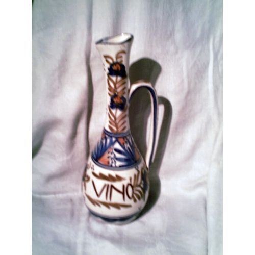 Jolie Carafe Ou Vase Long - Mediterranéen - " Vino " Faience