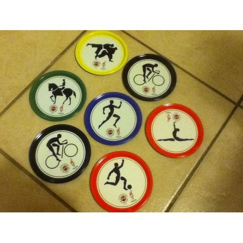 Collection De 7 Sous-Verres Coca-Cola Métal J.O. Atlanta 1996