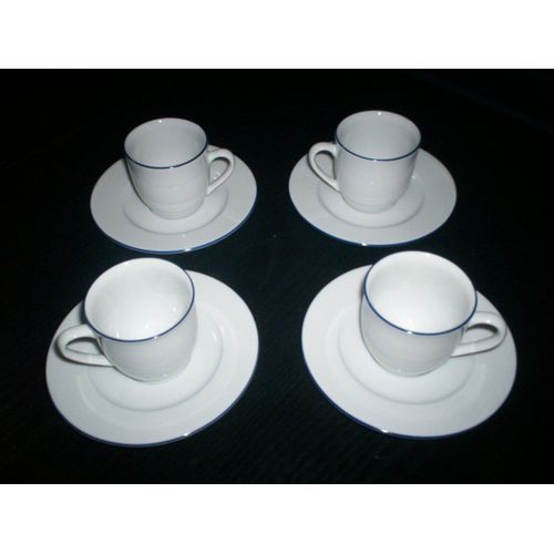 4 Tasses À Café Avec Soucoupes En Porcelaine Guy Degrenne