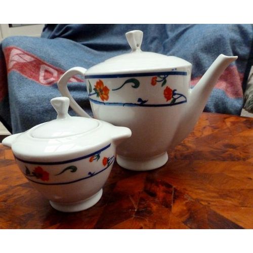 Cafetière Verseuse Et Sucrier Céramique Décorée