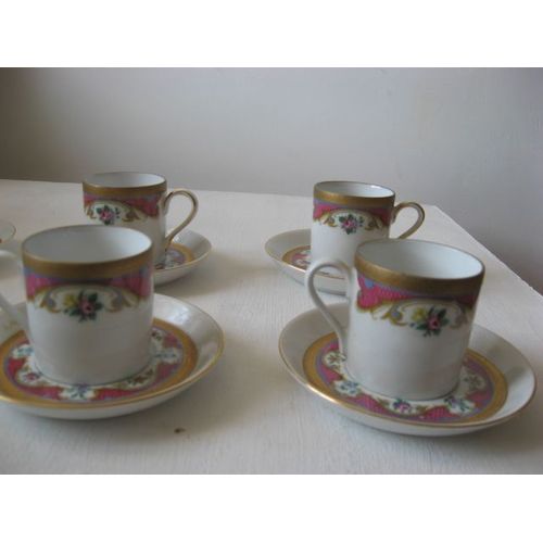 4 Tasses Et 6 Sous-Tasses En Porcelaine Blanche De Bavière Hermann