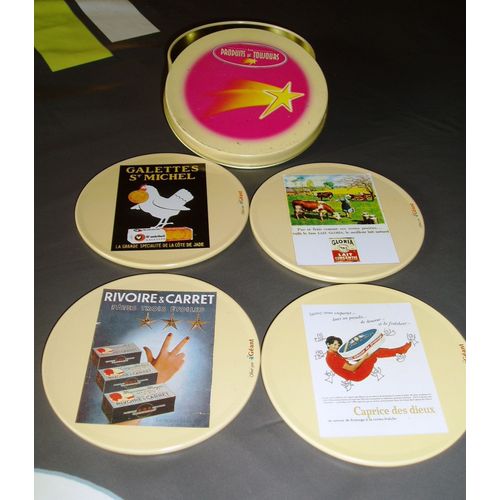 Lot De 4 Sous Verre Metal-Liege - "Produits De Toujours "