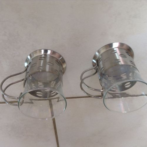 Lot De 2 Mugs En Verre Et Acier
